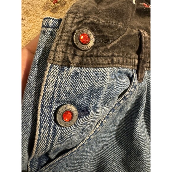 Vintage 90s Disney Mickey Mouse Girls Denim Overalls Size 12 Jumpsuit - Picture 12 of 13